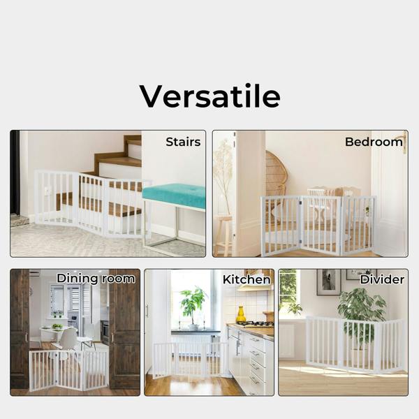 Skylos Pet Gate Wooden Dog Fence Baby Safety Barrier Indoor Stairway Doorway