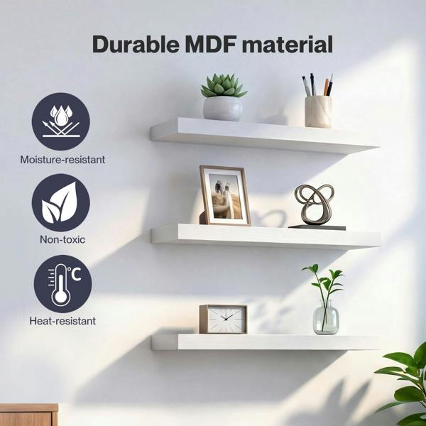 Levede Floating Shelf Wall Storage Screw Mounted Rustic Home Decor 3 PCS White