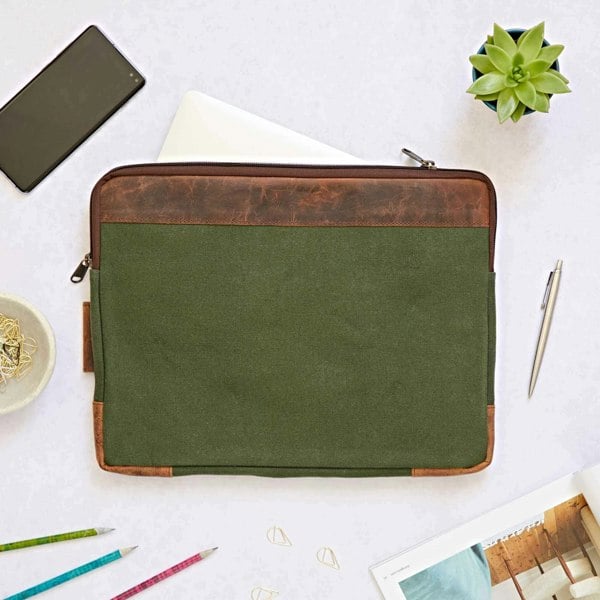 Paper High Leather And Canvas 17 inch Laptop Case
