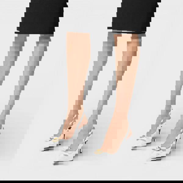 Versace 85mm Gianni Ribbon Slingbacks White