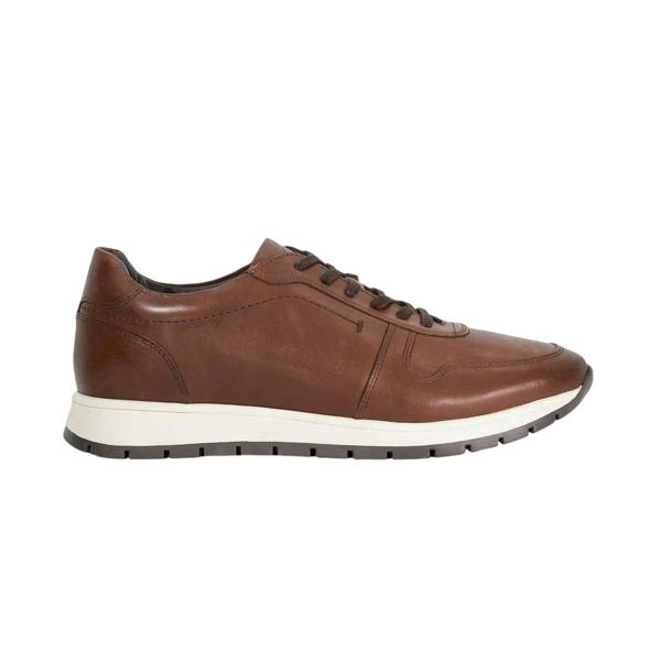 Dune London Mens Tris Leather Trainers - Brown - 