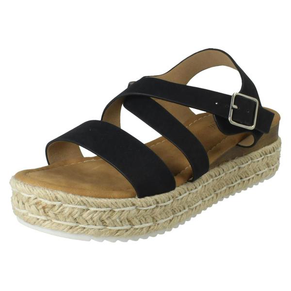 Savannah Ladies Savannah Cross Strap Platform Buckle Fastening Casual Sandals F12094