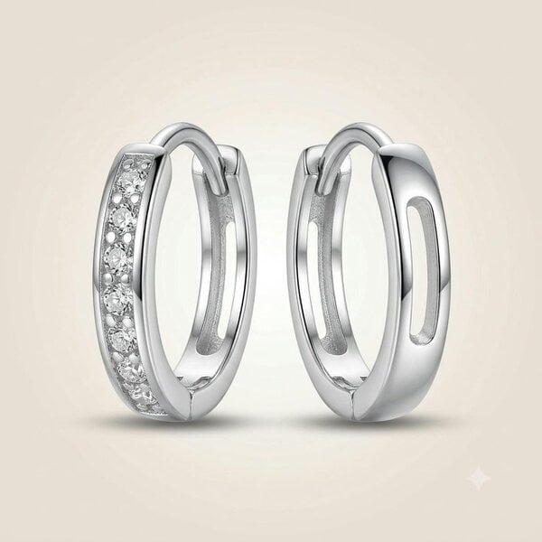The Colourful Aura Sterling Silver Pave Hoop Earrings