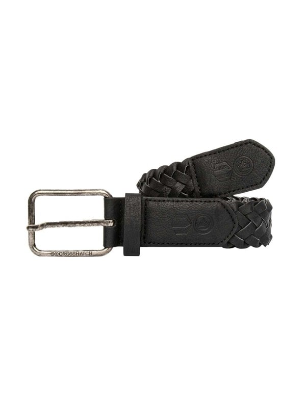 Crosshatch Pretzel Woven Belt Black