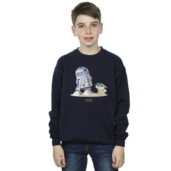 Star Wars Boys The Mandalorian R2D2 And Grogu Sweatshirt - Navy Blue