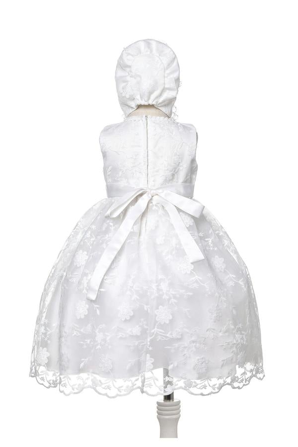 Cinda Lace Floral Christening Gown and Bonnet