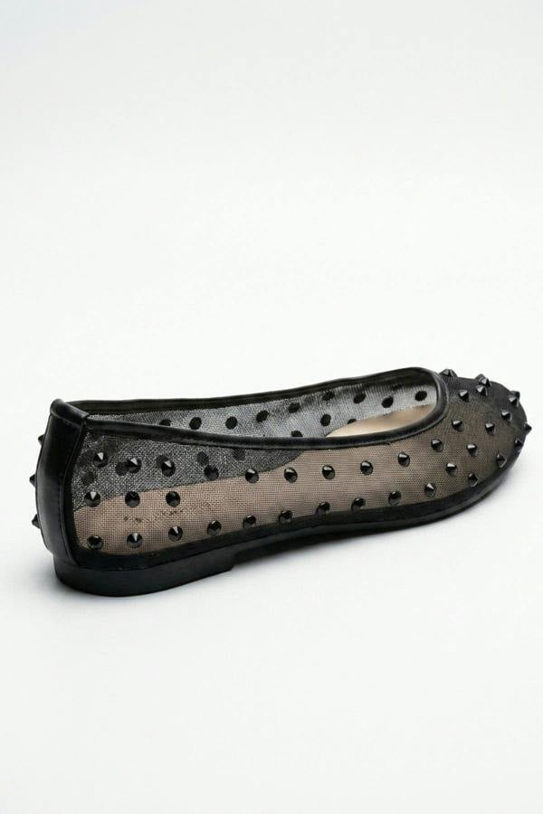 Saoirse Sheer Embellished Ballet Flats - Black