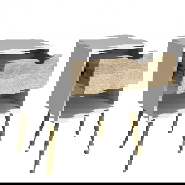 Furniture To Go Oslo Bedside 1 Drawer in White and Oak