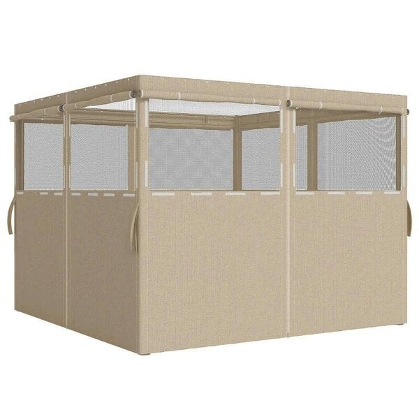 4 Pack Replacement Gazebo Curtains Privacy Panel for Most 3 x 3 m Gazebo, Outdoor Shelter Sidewalls, Khaki