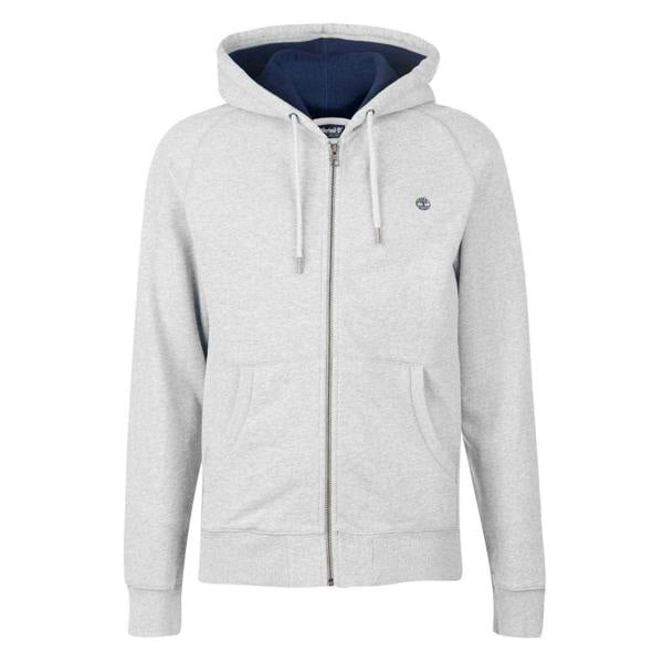 Timberland Mens Cotton Blend Lightweight Raglan Full Zip Hoodie - Medium Grey - 