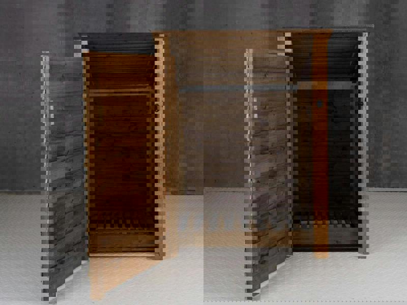 Arbor Garden Solutions Wooden Log Store with Door (Roof Sloping Back) W-99cm, H-126cm Or 180cm, D-88cm - Brown Finish