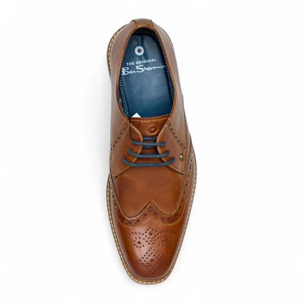 Ben Sherman Men's Tan Leather Wingtip Oxford Brogue Dress Shoes