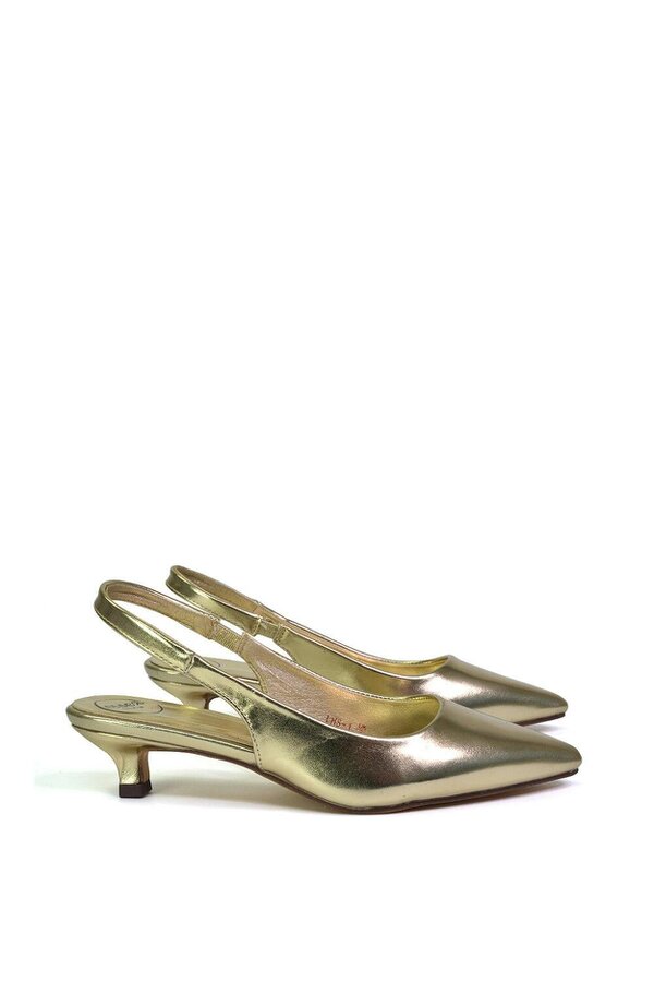 XY LONDON Pointed Toe Sling Back Kitten Heel Sandals