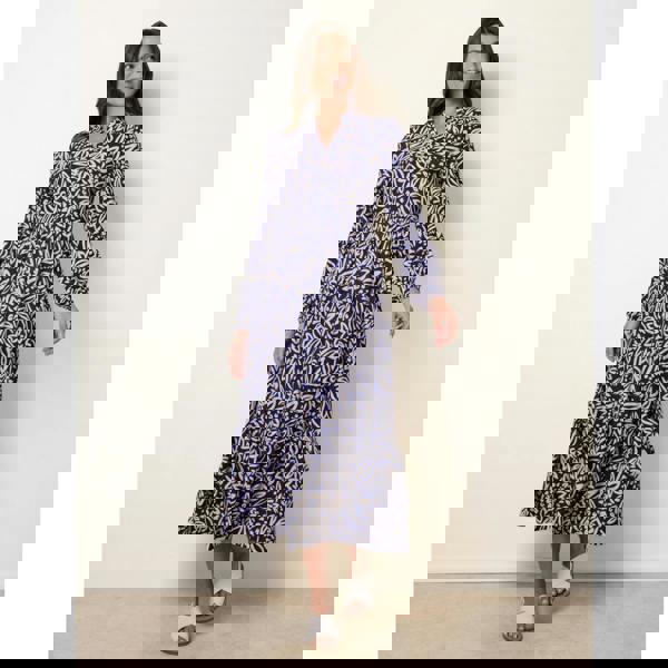 Blue Vanilla Button Front Collared Midi Dress