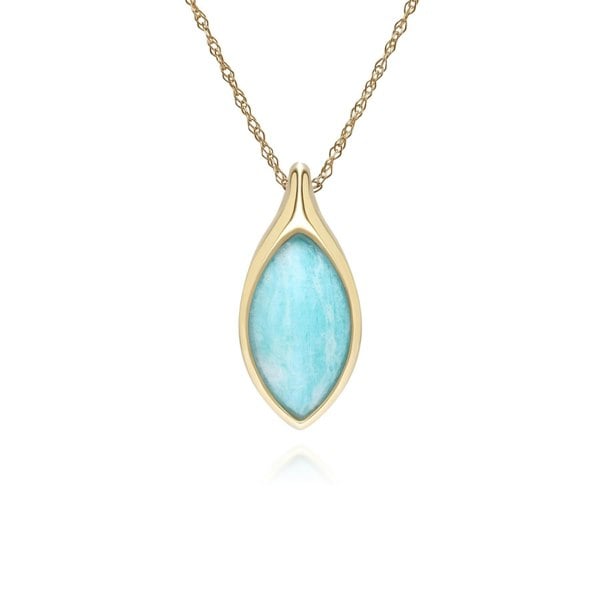 Gemondo Classic Marquise Amazonite Pendant Necklace in 9ct Yellow Gold