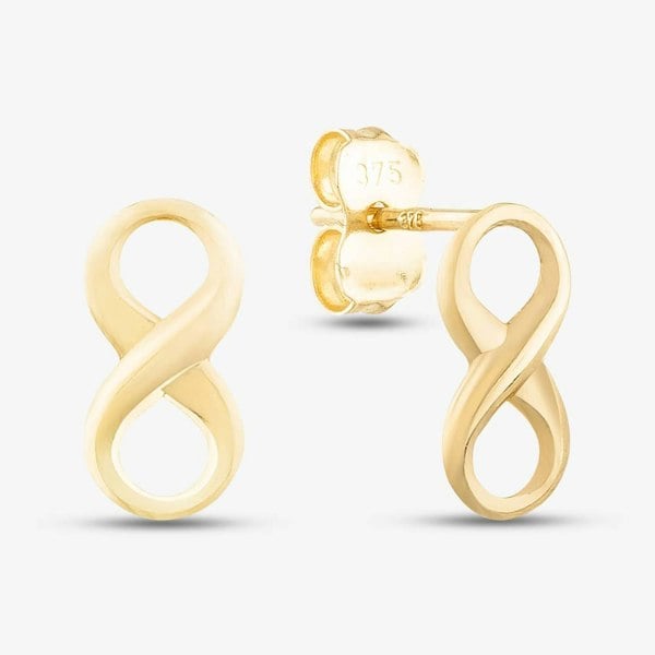 T. H. Baker 9ct Gold Infinity Stud Earrings GE2157