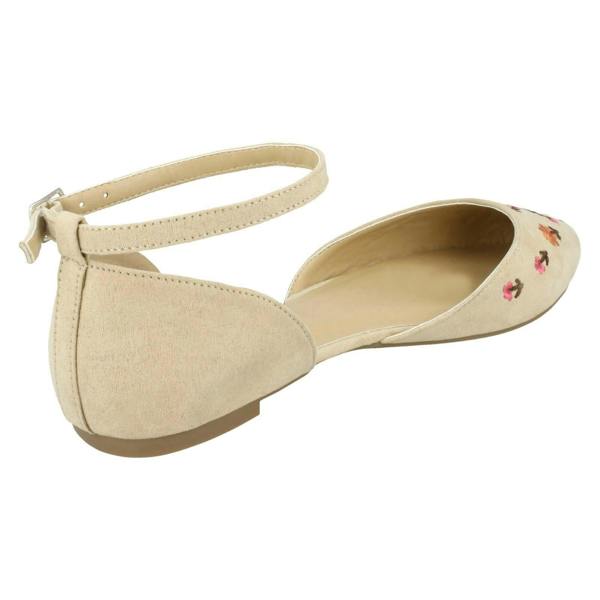 Spot On Ladies Spot On Ankle Strap Ballerinas