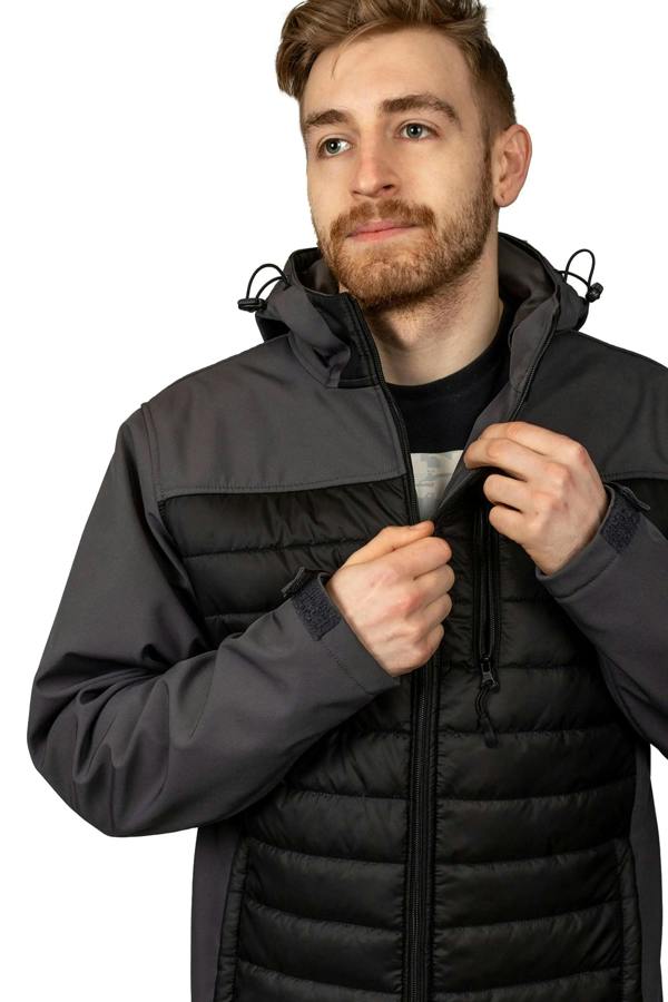 Hybrid Quilted Softshell Jacket with Hood (Black / Black) - Hi-Vis Trousers