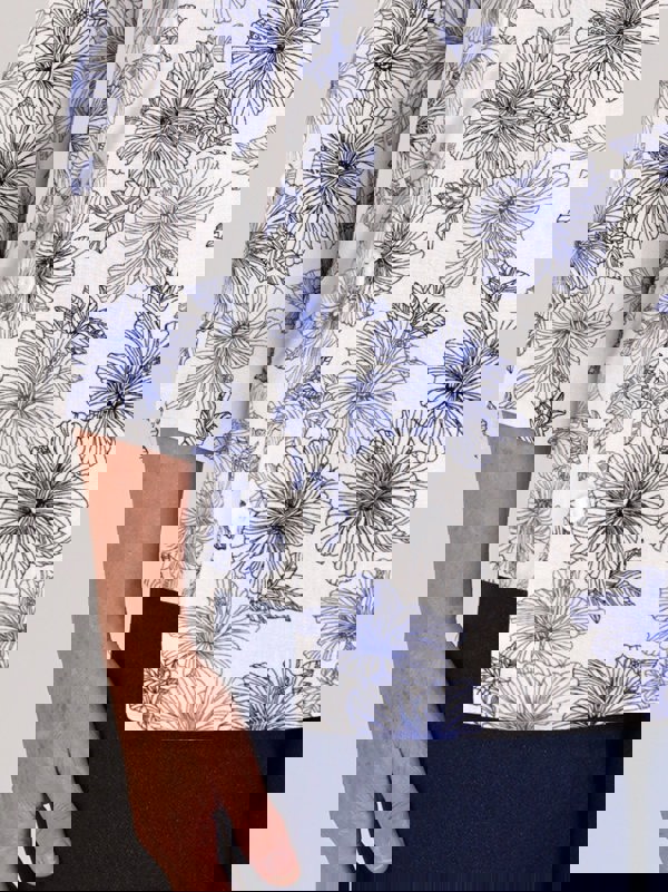 TIGI-Wear Linear Floral Asymmetric Top