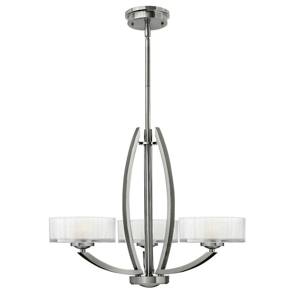 3 Bulb Chandelier Hanging Pendant LIght Brushed Nickel LED G9 3.5W Bulb Loops