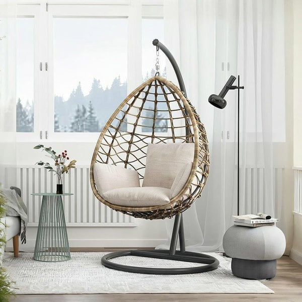 Kye Rattan Garden Hanging Egg Chair with Stand, Indoor/ Outdoor Furniture-Weilai-Weilai Concept