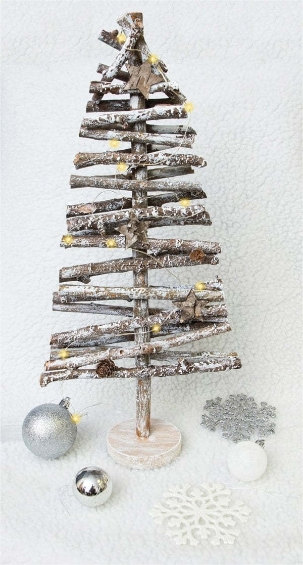 St Helens BROWN WOODEN BIRCH Christmas TREE WHITE SNOW