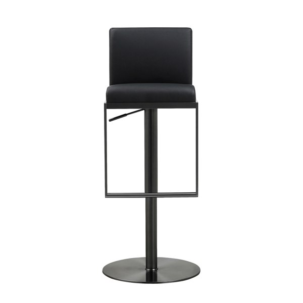 Furniture Edit Amalfi Black Performance Vegan Leather on Black Bar Stool