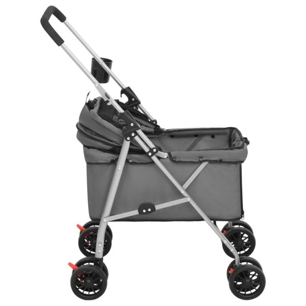 Berkfield Folding Dog Stroller Grey 76x50x100 cm Oxford Fabric