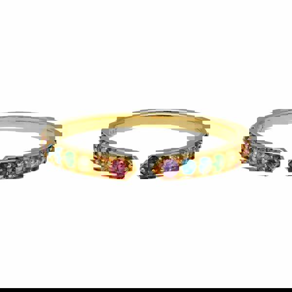 270R059801925 Rainbow Gemstone Open Ring in Gold Plated Sterling Silver 4