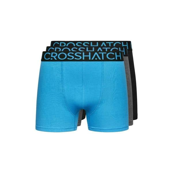 Crosshatch Mens Knighting Boxer Shorts (Pack of 3) - Black/Blue