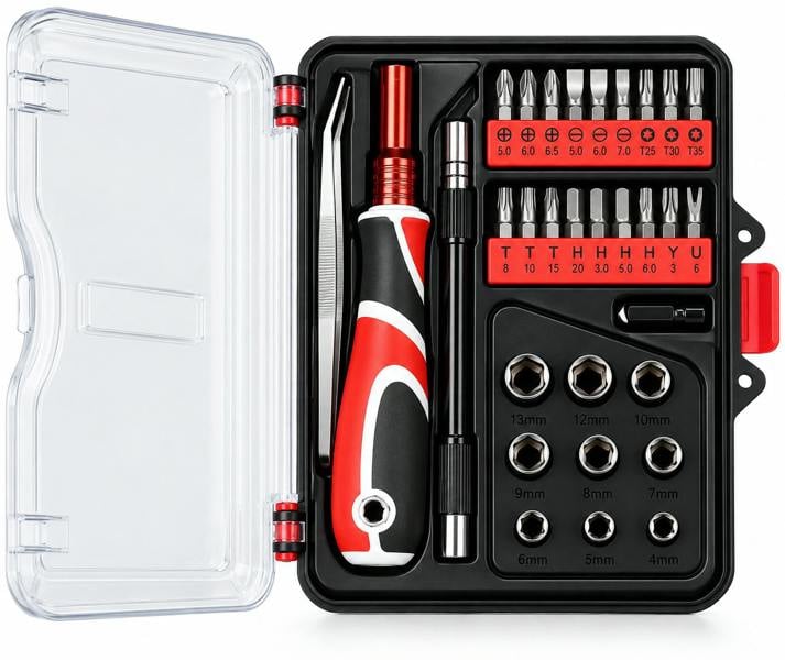 ATEK 39 Piece Screwdriver & Socket Bit Set Torx Hex Phillips DIY Repair Tool Kit