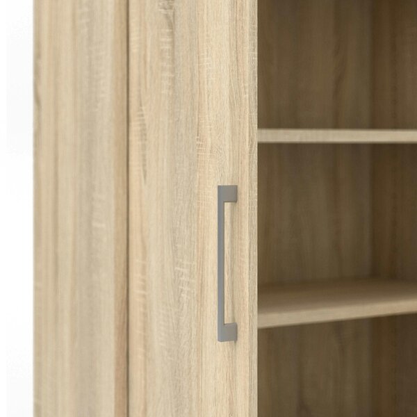 Wyld Haus Dris Natural Oak Wood Effect Bookcase 3 Shelves 2 Doors