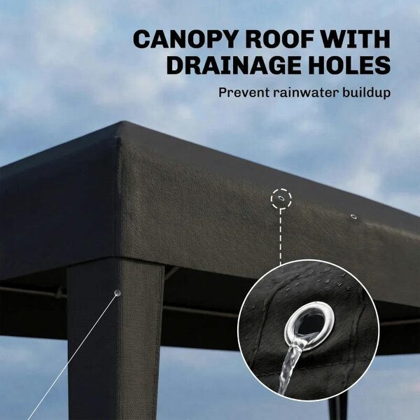 2.95 x 5.83 m Semi-Open Gazebo - Dark Grey
