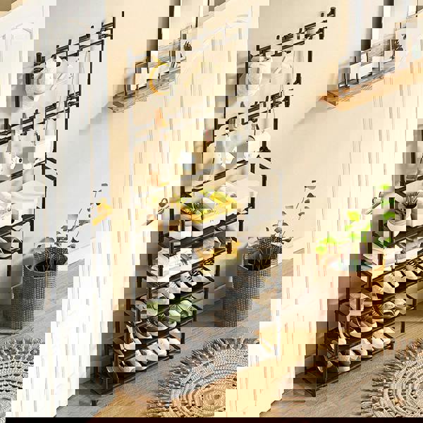 Living and Home 5-Tier Shoe Rack Garment Rack with Coat Hanger 60*175cm