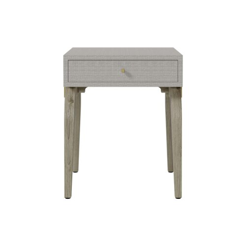 Wyld Haus Cordoba Taupe Textured and Brass Bedside Table with Drawer