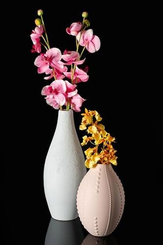 Diamante Matt Grey Earthenware Vase - Textured Finish - 35cm