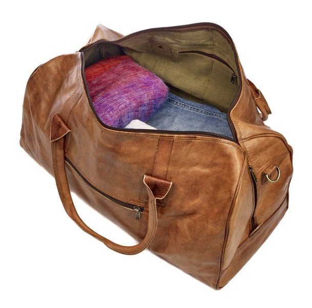 Paper High Brown Leather Duffle Bag