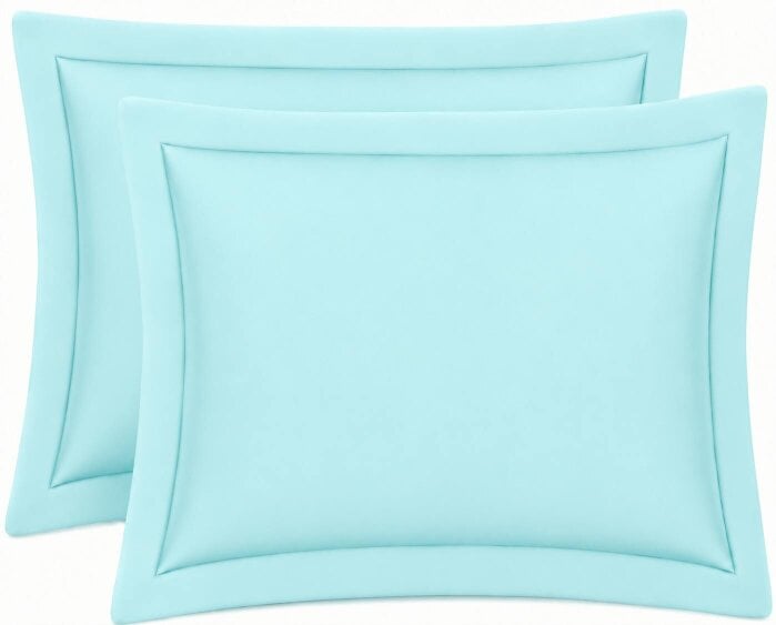 Night Zone 200 Thread Count Egyptian Cotton Pillowcases Pair – Hotel Quality Bed Linen - Aqua - Oxford Pillow Cases