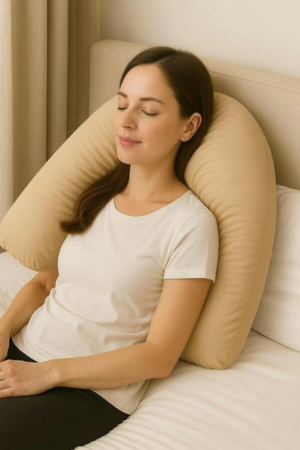 Night Zone Easy Care Polycotton V Shaped Pillow – Orthopaedic Support Pillow with Case or Cover Only - Latte - Cover Only