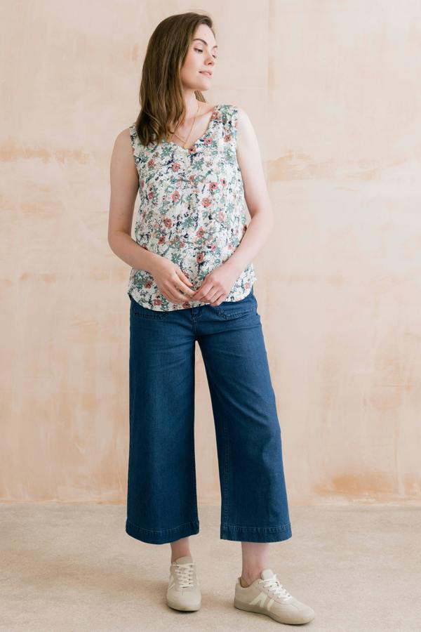 Lily & Me Sea Breeze Print Vest Ecru