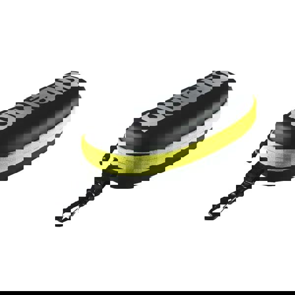 Dubon hard shell goggle case with lime green accents, zipper, elastic strap inside