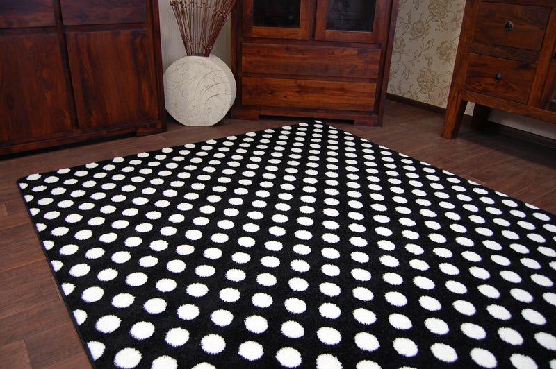 RugsX Sketch Rug - Black & White Polka Dots