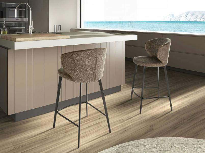 Angel Cerdá Stool upholstered in mottled brown fabric 4241