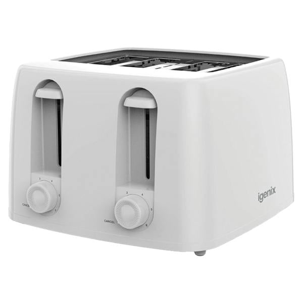 igenix 4 Slice Toaster, 1300W, 6 Browning Levels, Control Dial, Tray, Cord Storage