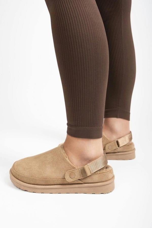 Niraya Faux Suede Slingback Mule Sandals With Cuff Strap - Khaki