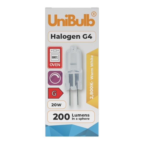 Eveready Halogen G4 Capsule 200lm 20W 2800K (Warm White) - Pack of 1 single front