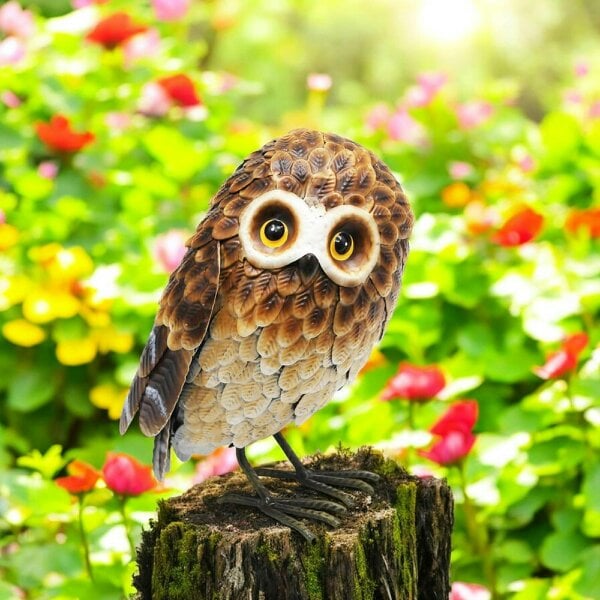 EDH Door Hardware Epsom Door Handle Small Metal Standing Brown Owl – 28 x 20 x 13 CM | Rustic Garden Owl Ornament | Handcrafted Metal Bird Sculpture