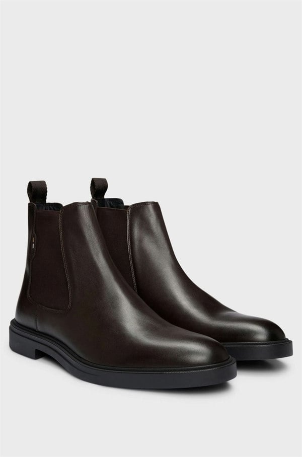 Boss Calev Chelsea Leather Men's Boots - Dark Brown