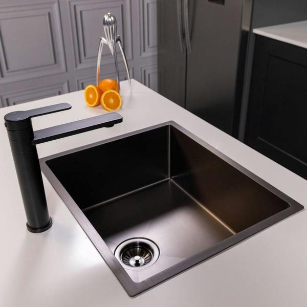 Flode Möckeln | 1.0 Bowl Stainless Steel Kitchen Sink | Inset or Undermounted | Strainer Waste Supplied | Gun Metal Finish
