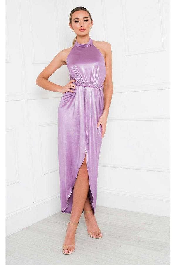 Serena Halterneck Backless Maxi Dress - Lilac